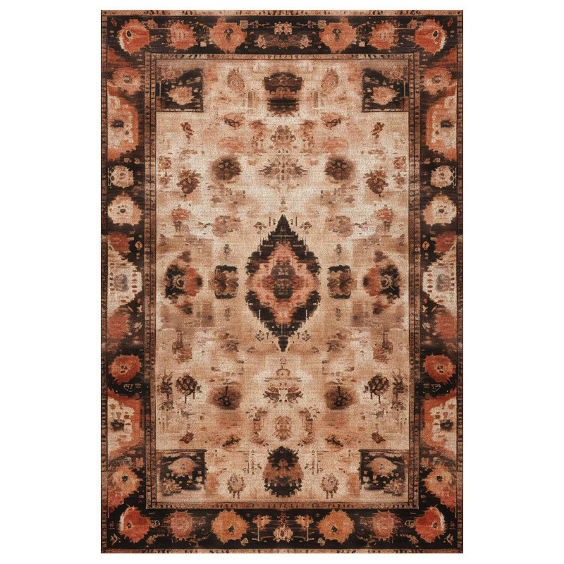 Gracianna Collection Digital Print Cotton-Polyester Brown Moroccan Rug, Runner 4' x 13'2"