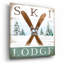  «Ski Lodge» par Elizabeth Tyndall, art mural en verre acrylique, 12 po x 12 po