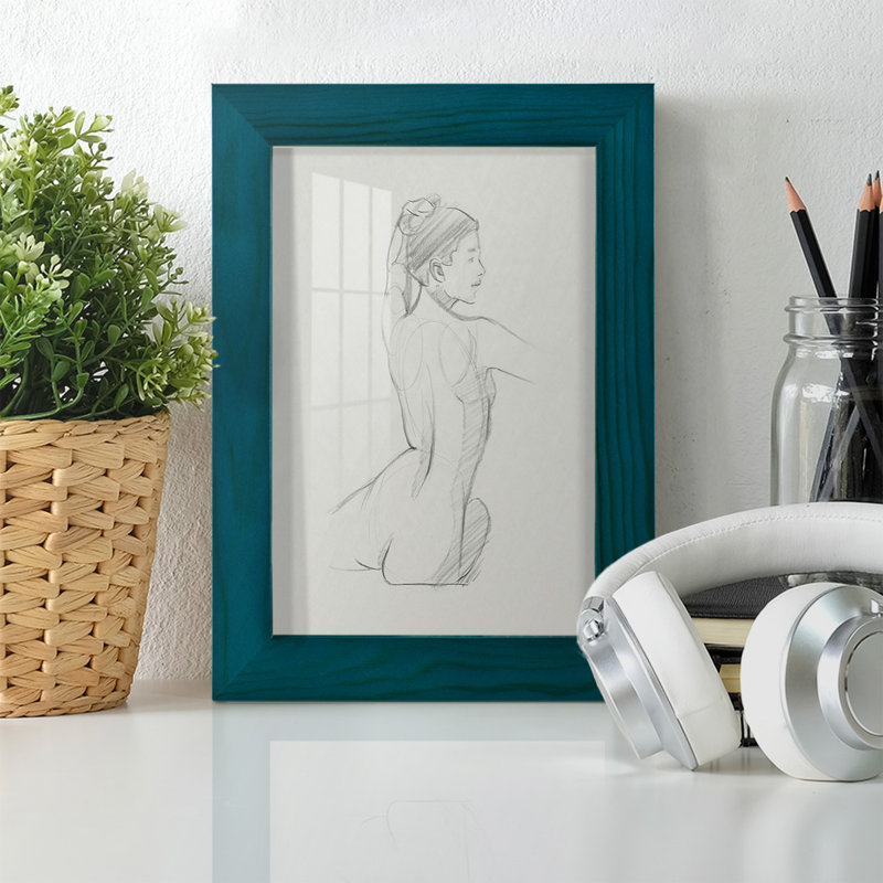 «Geltrude femelle dos croquis II», reproduction sur papier, H 8 po x l 6 po x P 1 po, Bleu