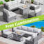 Ensemble de conversation modulaire en osier / rotin pour 6 personnes avec coussins