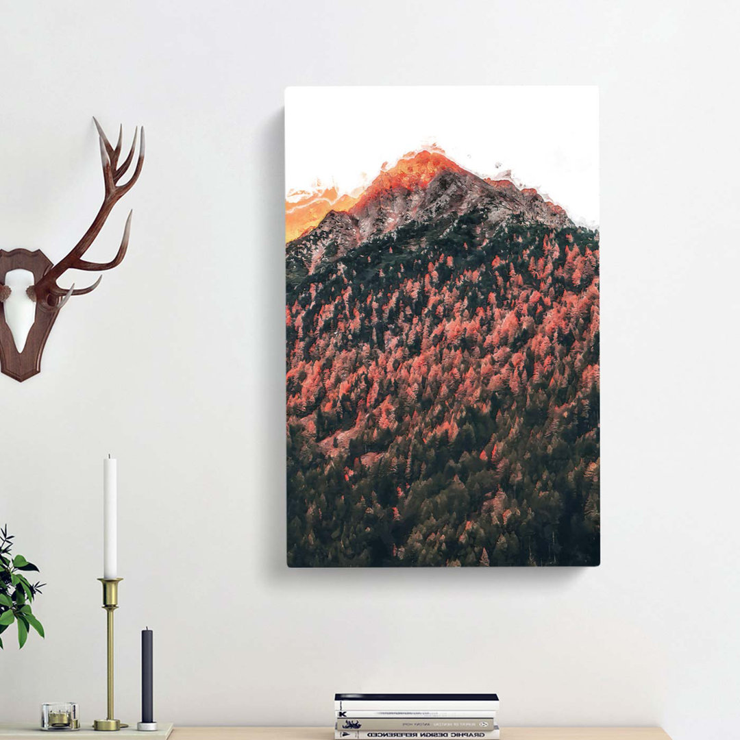 Forest Beneath the Mountain in Italy in Abstract - Wrapped Canvas