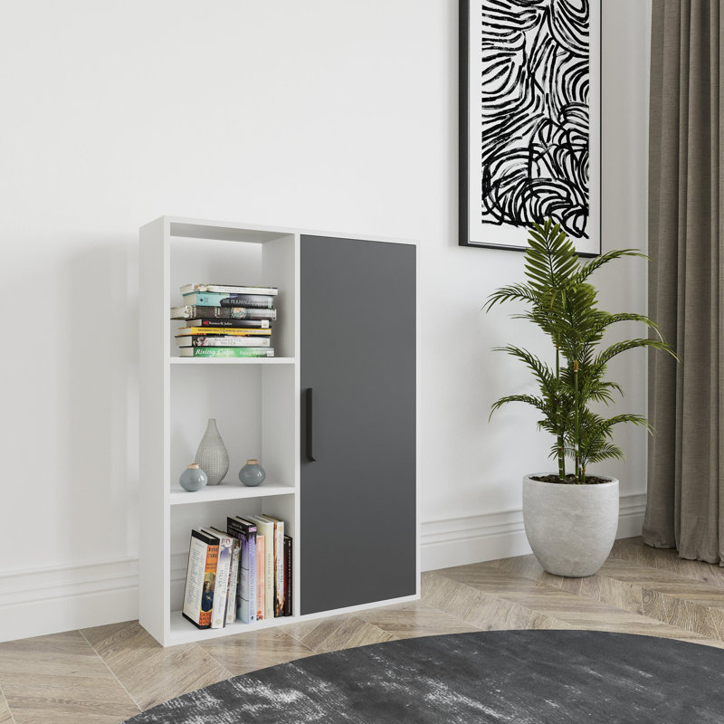 124.5cm H x 88.9cm W Najji Standard Bookcase, White/Anthracite