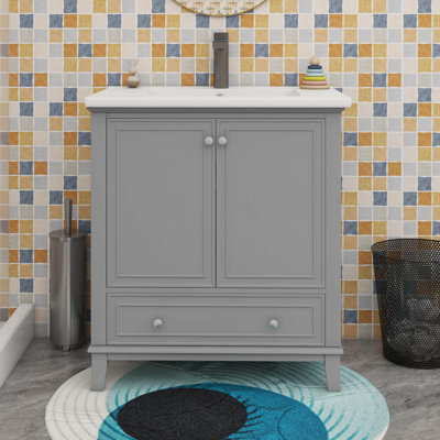 30" Bathroom Vanity With Sink Combo, Multi-Functional Storage Cabinet With Doors And Drawer