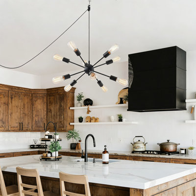 Chandelier Plug In Pendant Light With 10 Lights, 16.4 Ft Cord & On/Off Switch, 3-Way Installation For Mid Century Modern Industrial Dining Room, Kitchen Island, Living Room