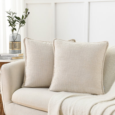 Farmhouse Pillow Covers Modern Farmhouse Square Textured Stitched Edge Throw Pillow Cover