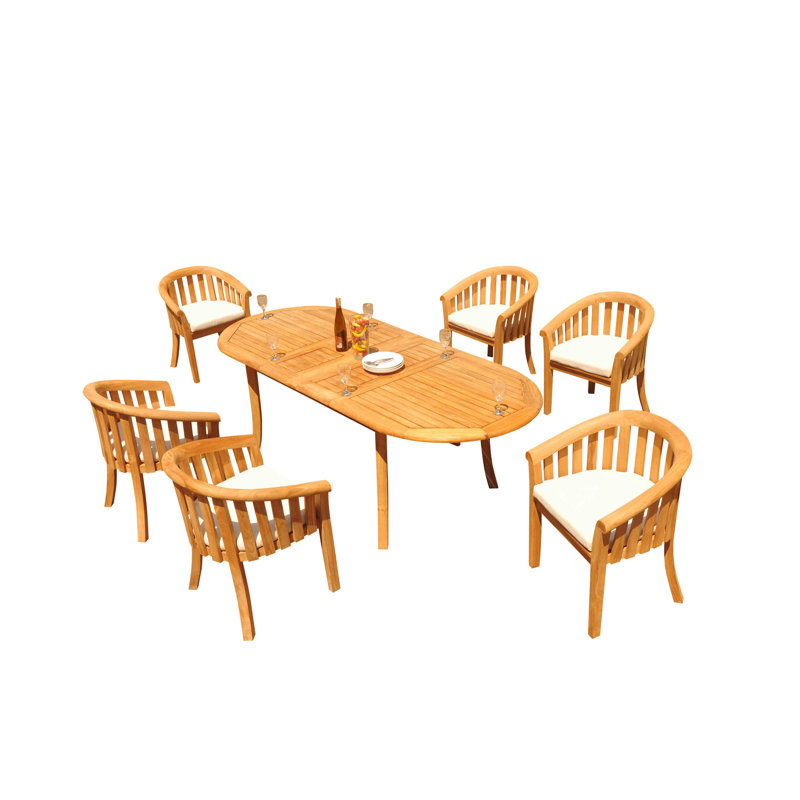 Ensemble repas 7 pièces teck luxueux Mancheer
