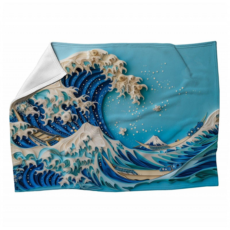 Jeté en molleton japonais - Couvertures douces Art Warm, L 50 po x L 60 po