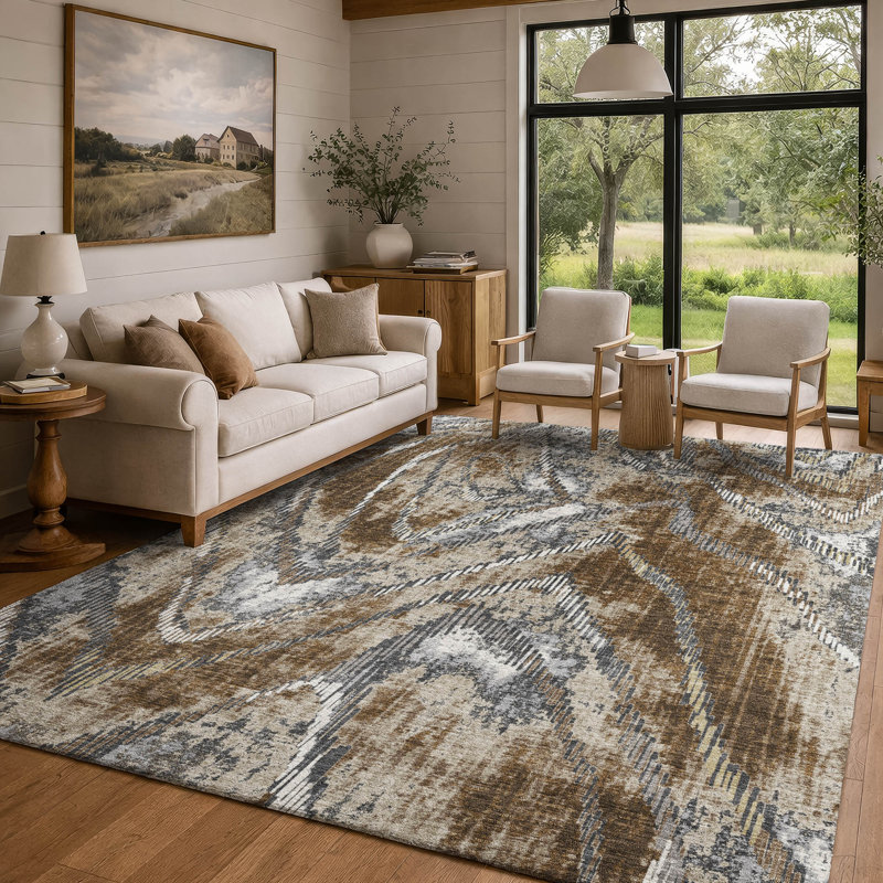 Machine Washable Indoor/Outdoor Chantille ACN2927 Modern Rug, Graphite, 3' x 5'
