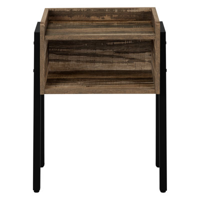 2 Rectangular Side Table - Brown And Metal, Adjustable Feet For Any Room Modern End With Raised Edges Laminate Black 11.79 Inches