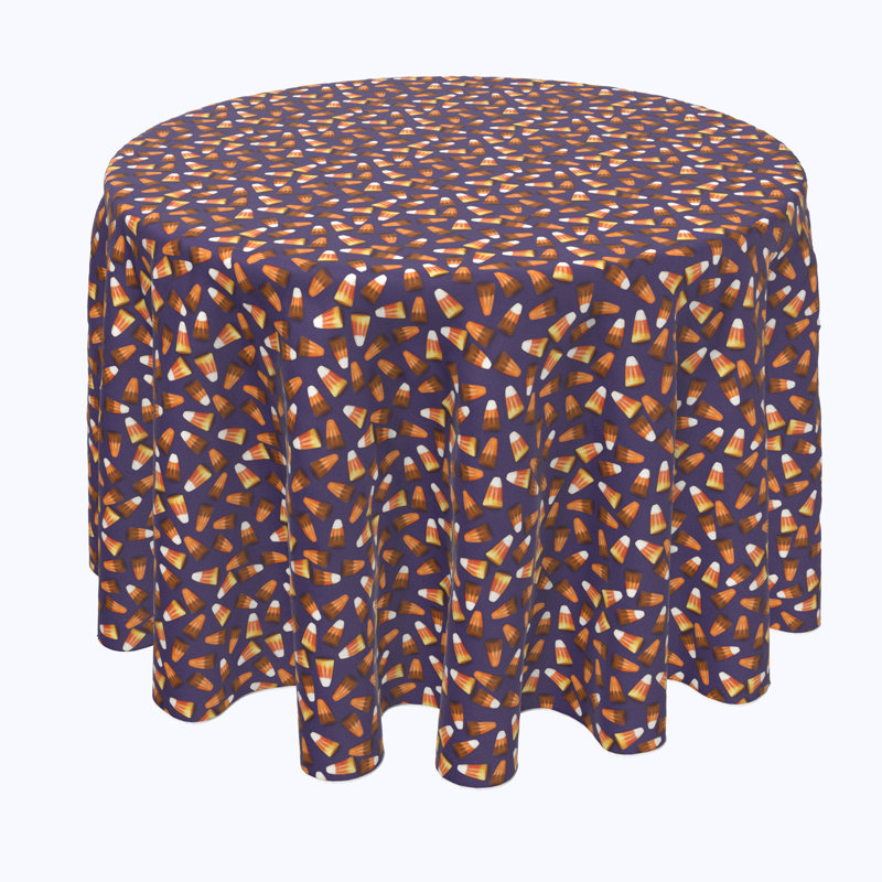 Geometric Round Halloween Tablecloth, 70" L x 70" W, 3D Candy Corn
