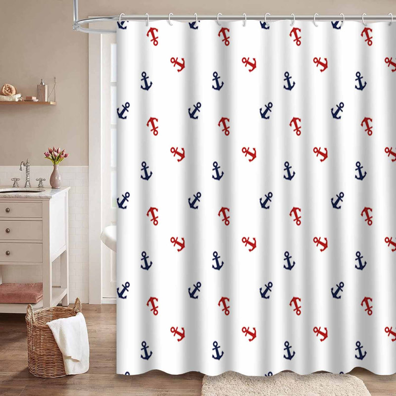 Rideau de douche rouge avec 12 crochets, L 72 po x l 78 po