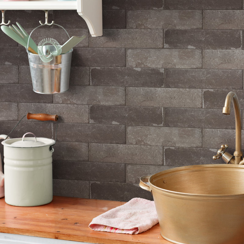 Brickyard 3 In. X 12 In. Porcelain Rustic Wall & Floor Tile, Olive