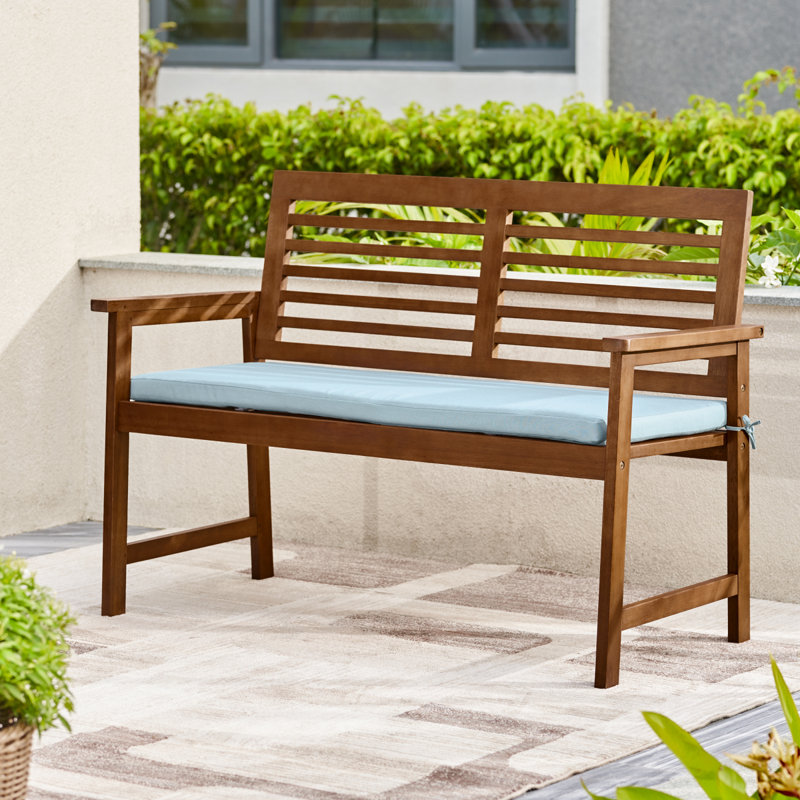 Banc de jardin en bois d'eucalyptus à lattes Farmhouse Chic (sans coussin inclus)