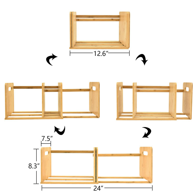 Bamboo Desktop Bookshelf Small Book Rack Adjustable Desk Storage Organizer