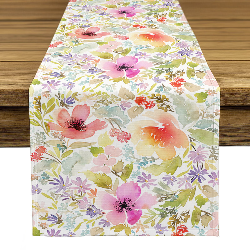 Milardo Botanical Garden Dogwood Table Runner, 108" L x 14" D