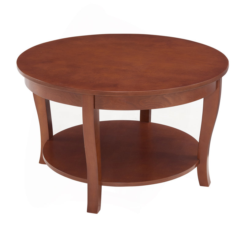 Round Coffee Table with Lower Shelf, 30 inch Wood Accent Table with Open Storage for Living Room, Bedroom, Apartment
