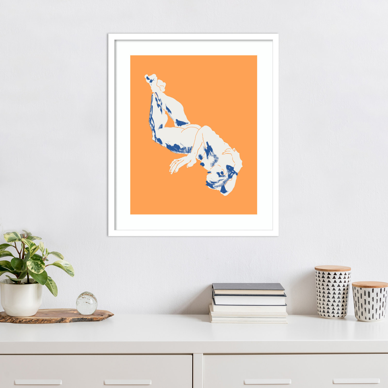 Nude Orange Print by Francesco Gulina, 25" H x 21" W, White
