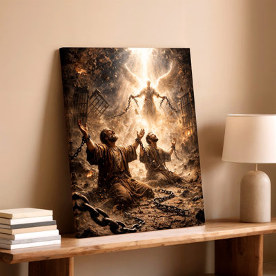 Ange brisant les chaînes, prisons, liberté, caverne, lumière, reproduction d'art sur toile, œuvre d'art religieuse pour le salon, bureau de chambre à coucher, couloir, décoration murale