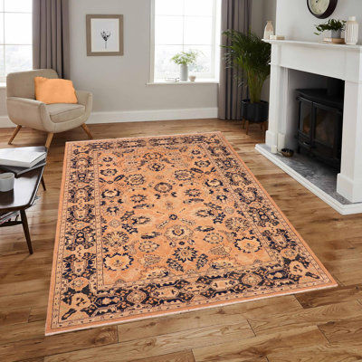 Baccio Oriental Handmade Hand-Knotted Rectangle 6' x 8'10" Wool Area Rug in Pink