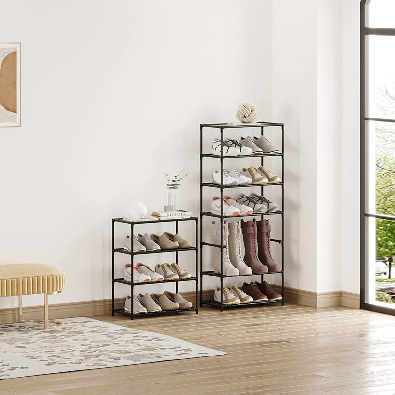 8 Pair Stackable Shoe Rack, Black