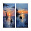 «Blue Hushed Evening Coastal Sunset II», ensemble de 2 reproductions d'art sur toile-102582305-102582302