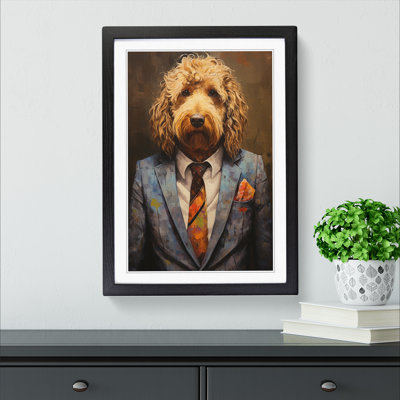 Labradoodle In A Suit Painting No.4 - Single Picture Frame Print on Wood