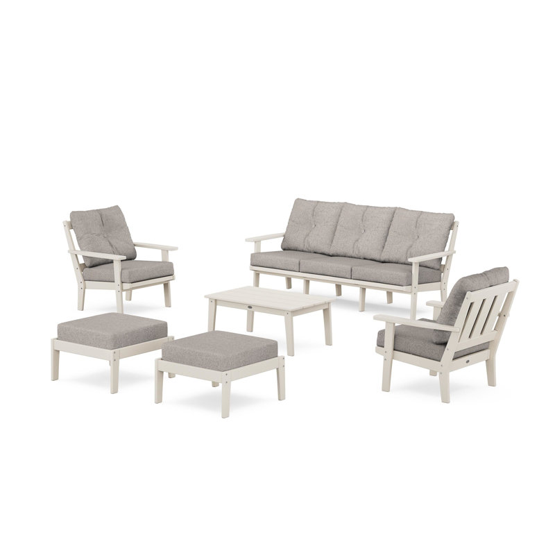 Oxford 6-Piece Lounge Sofa Set, Sand, Weathered Tweed
