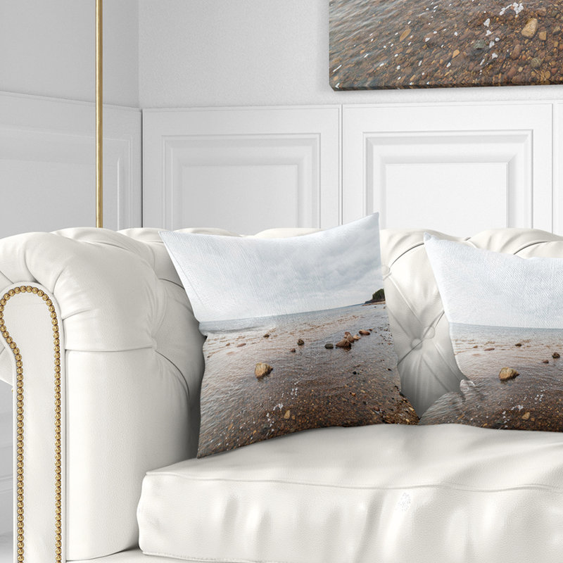 Coussin de plage d’automne en mer rocky, 18 po x 18 po, Coussin décoratif