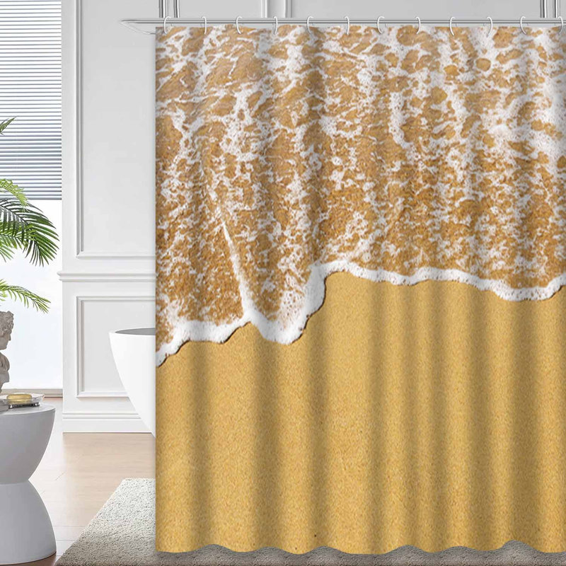 Rideau de douche avec 12 crochets Sand Beach Wave, L 72 po x l 84 po