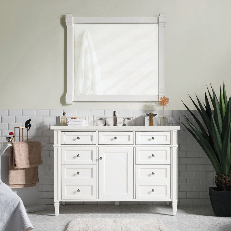 Brittany 48'' W Single Vanity, Bright White, Ethereal Noctis, 8" Widespread