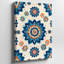 La toile crée un motif floral vibrant et complexe mettant en vedette de grands mandalas symétriques dans des tons de bleu profond, orange, art mural sur toile-761812693