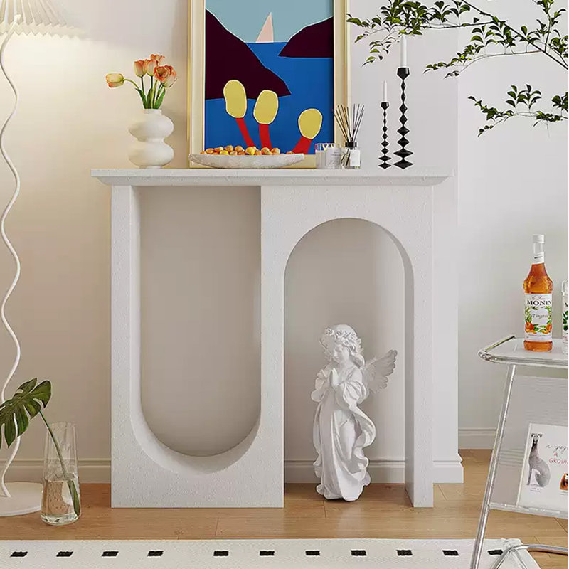 White Manufactured Wood Freestanding Fireplace, White