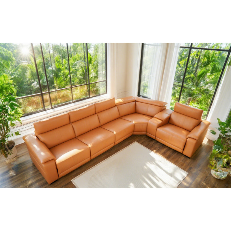 Canapé modulaire en cuir avec 9 porte-gobelets