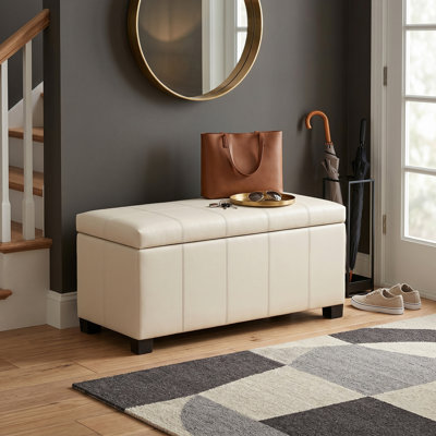 Dover 36"W Upholstered Contemporary Rectangular Storage Ottoman with Lift Top