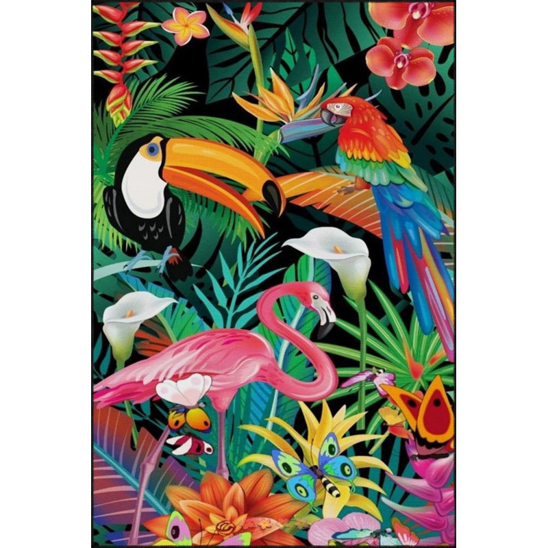 Tapis de sol tissé à motif animalier Forest, Rectangle 8' x 10'
