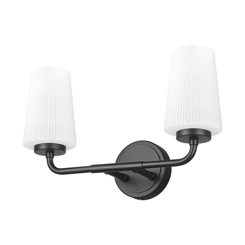 Coiffeuse Mathieson, Noir mat, H 9,5 po x l 16 po x P 6,5 po, Deux lumières