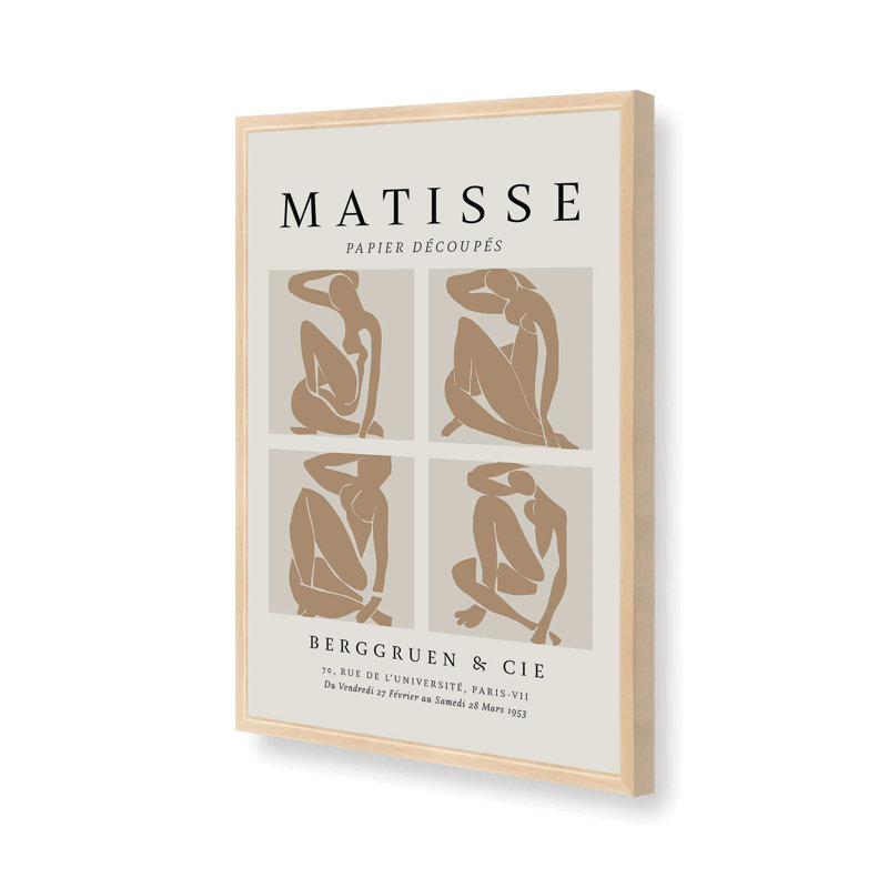 Nus Brun Matisse, reproduction d'art sur cadre, H 11 po x l 9 po, Érable brut