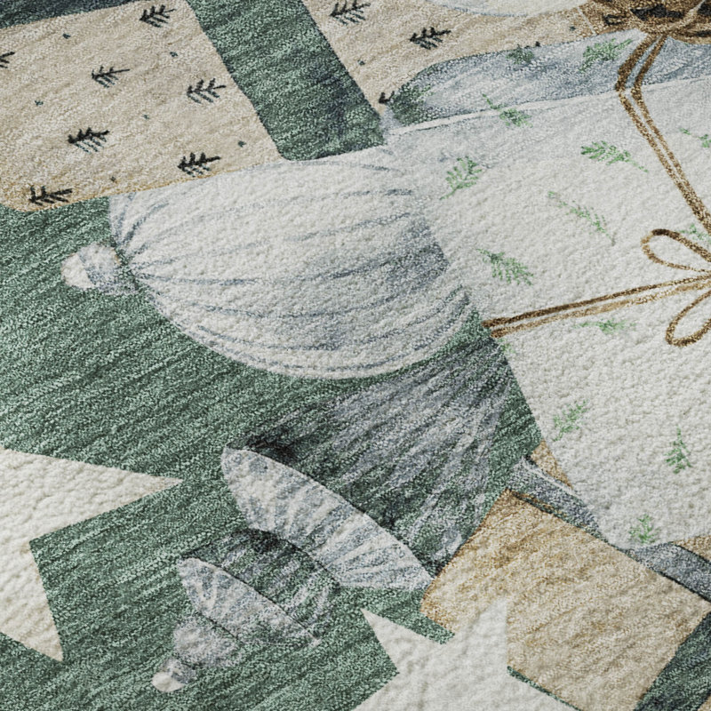 Premium Machine Washable Castillon AMF1825 Stars and Presents Holiday Rug, Rectangle 2'6" x 3'10"