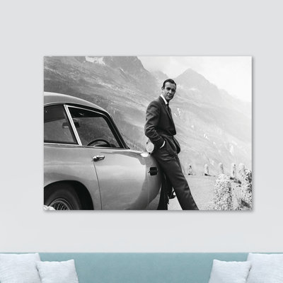 Sean Connery James Bond Aston Martin - Wrapped Canvas Print