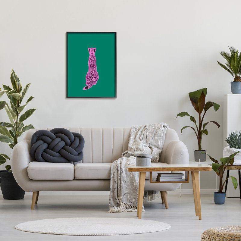 Art guirlande rose sur fond vert, estampe numérique par lulusimon, Giclée encadrée noir minuit, H 30 po x l 24 po x P 1,5 po
