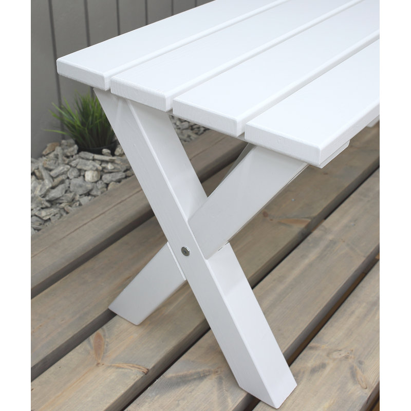 Gaynelle Solid Wood Pine Outdoor Bench, White