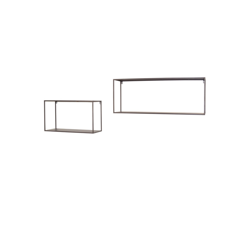 Rodric 2 Piece Metal Accent Shelf, Grey