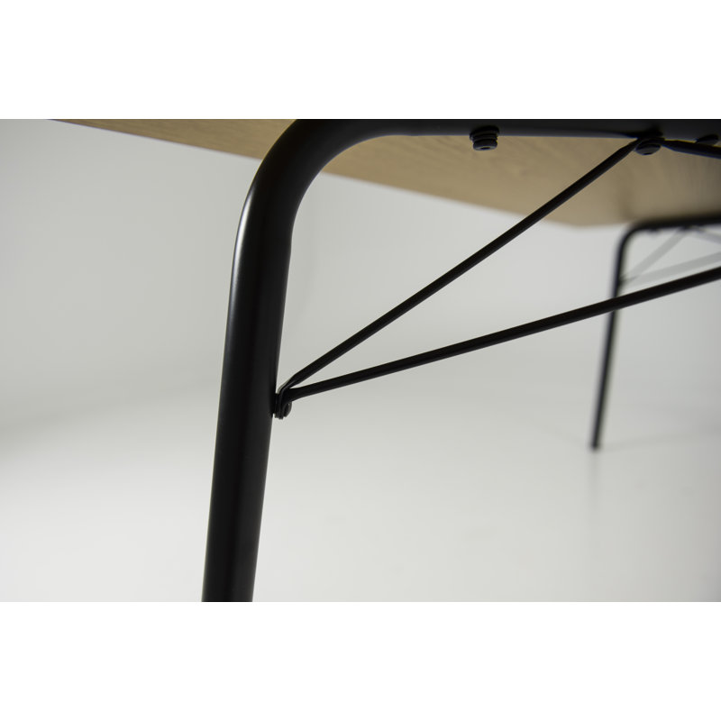 Flow Oak Solid Wood Top Metal Base Dining Table