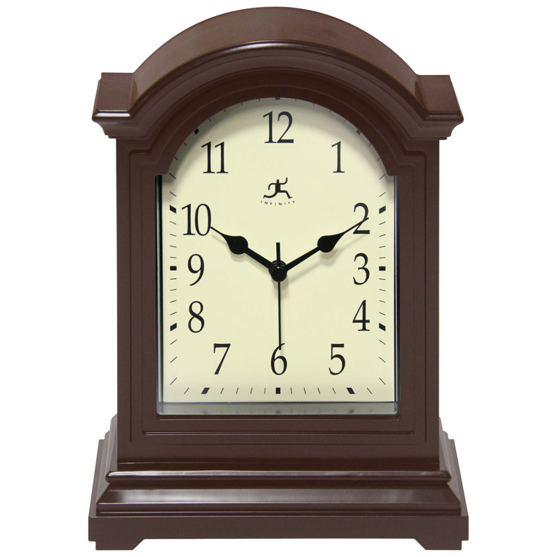 Classic Grandfather Plastic Tabletop Clock 9 Inches, Brown