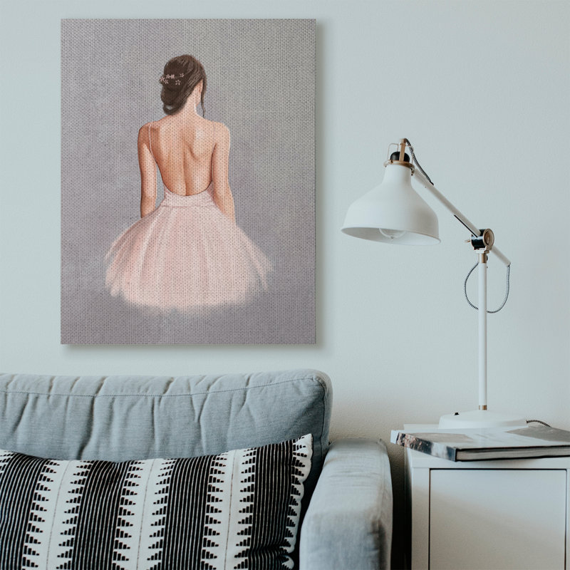 « ballerine fille, peinture gris rose », art textuel, Toile tendue, H 48 po x l 36 po