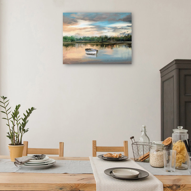 Impression sur toile Lakeside Row bateau par Studio Arts, H 27 po x l 36 po