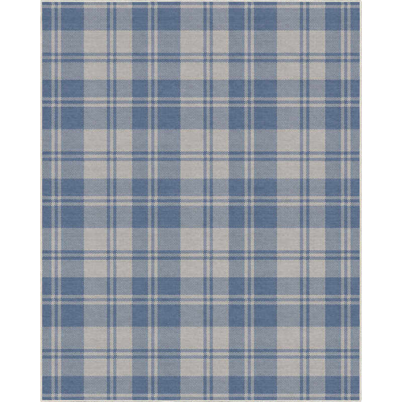 Tapis bleu à tissage plat Kehr, Rectangle 5 pi x 7 pi