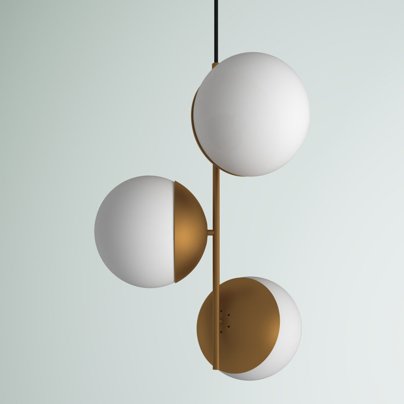 Yearby 3 - Light Chandelier, Frosted White, Brass