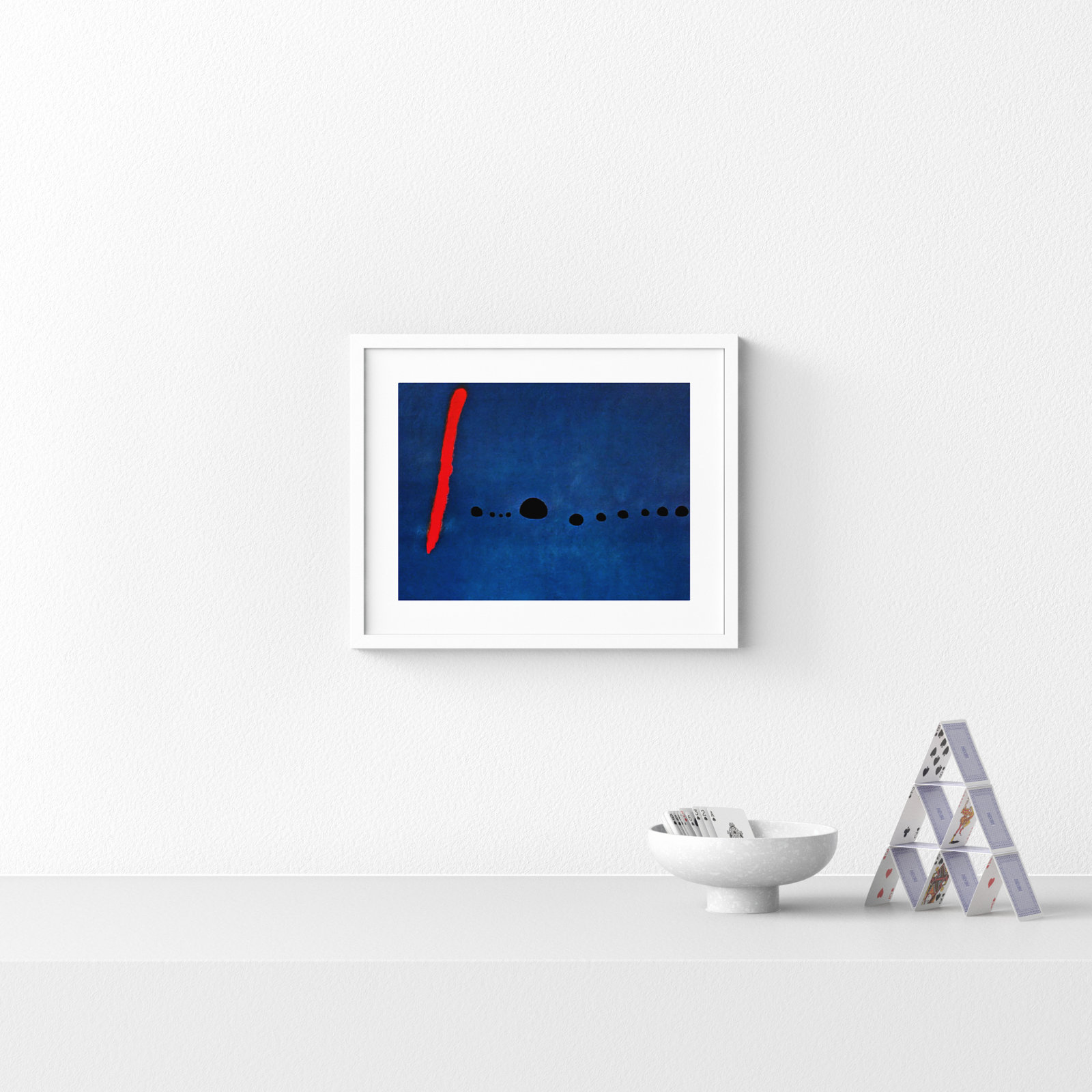 Bleu II by Joan Miro, 17.12" H x 21.12" W x 0.88" D, White Framed Paper