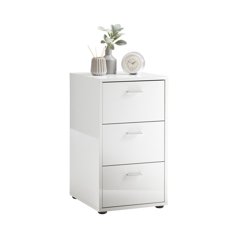 35cm W Manufactured Wood Bedside Table, High-gloss white